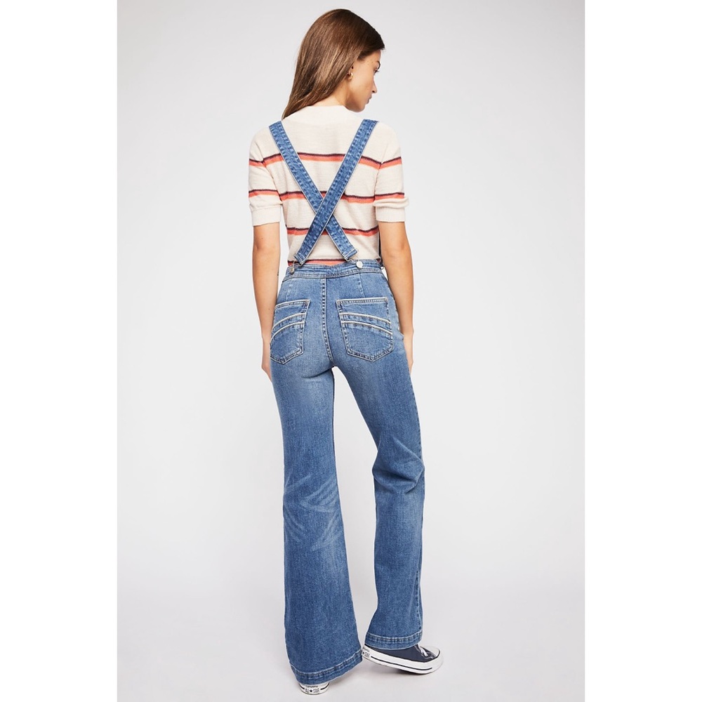 Free People Suspender High Rise Flate Jumper Sz 26